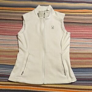 Spyder‎ Womens Core Sweater Vest Full Zip White Ribbed Athletic M